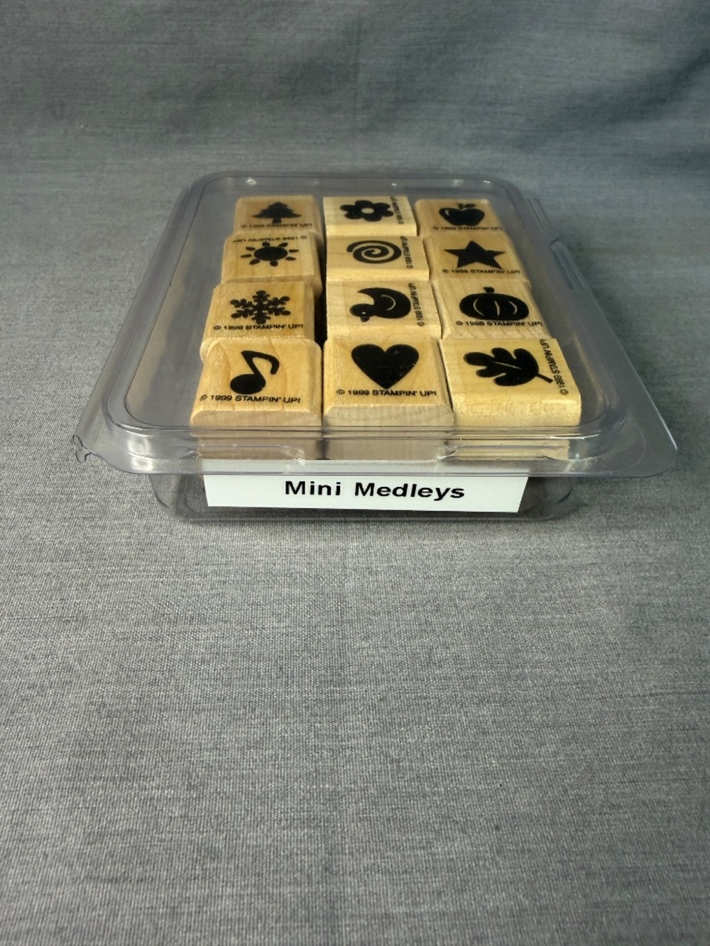 Stampin' Up Mini Medleys 1999 Set of 12 Wood Mounted Rubber Stamps Retired - Picture 3 of 3
